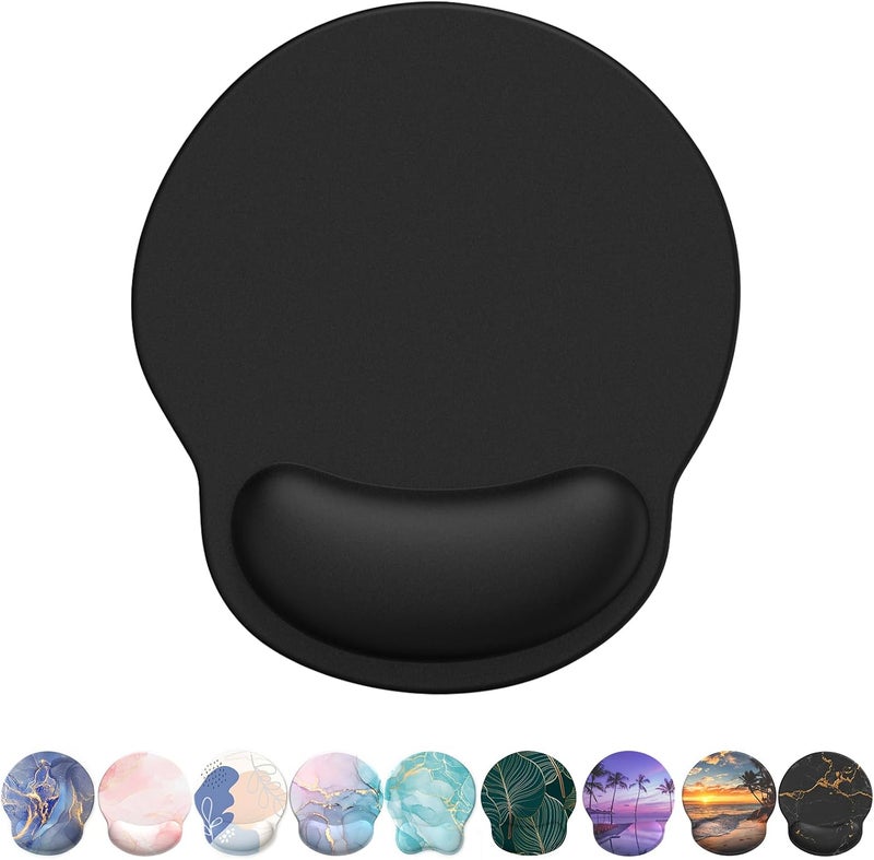 eulps Mouse Pad with Wrist Rest, Comfortable Computer Mousepad with Gel Wrist Support Smooth Surface and Non-Slip PU Base for Pain Relief, Laptop, Office & Home (Black) - Image 1